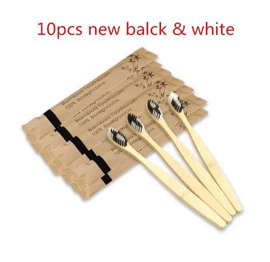 New Style Eco Friendly Toothbrush Bamboo Resuable Toothbrushes Portable Adult Wooden Soft Tooth Brush for Home Travel Hotel Use