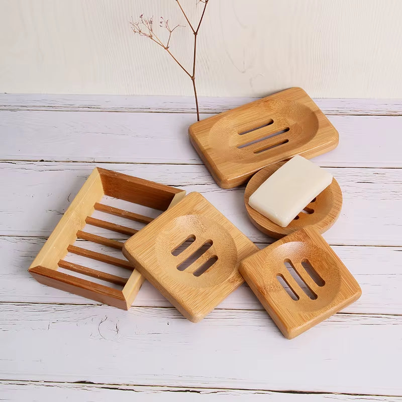 Soap Box Natural Bamboo Dishes Bath Soap Holder Bamboo Case Tray Wooden Prevent Mildew Drain Box Bathroom Washroom Tools