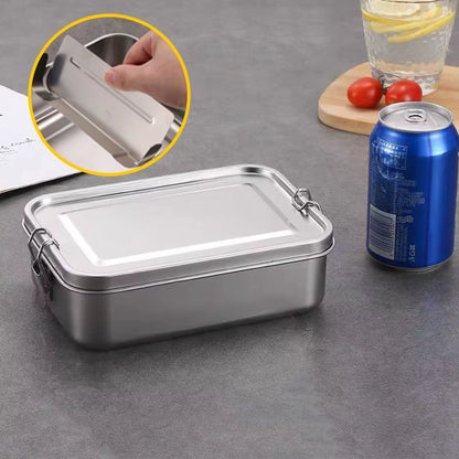 Durable Stainless Steel Bento Box Large Capacity Square Lunch Box with Lid Leakproof Lunch Container Outdoor