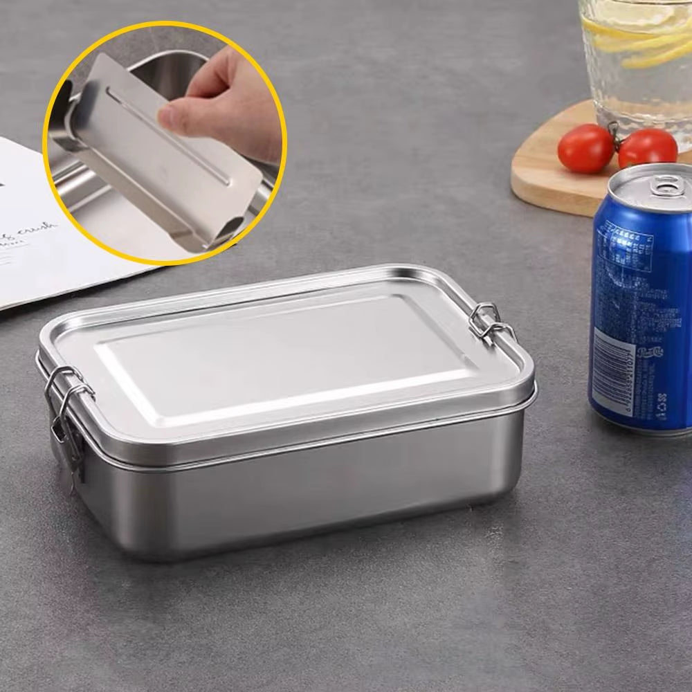 Durable Stainless Steel Bento Box Large Capacity Square Lunch Box with Lid Leakproof Lunch Container Outdoor