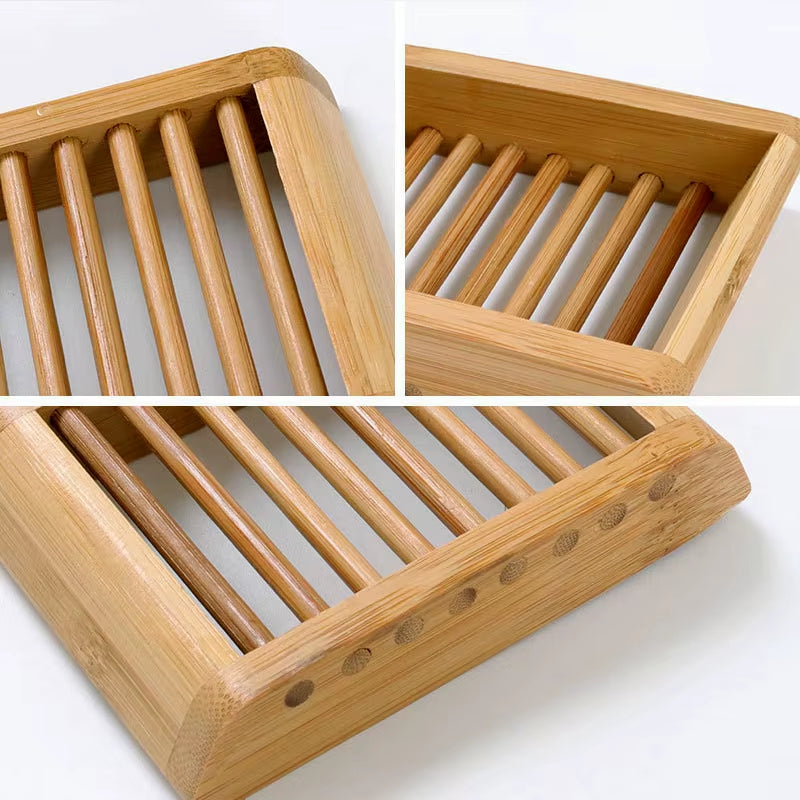 Soap Box Natural Bamboo Dishes Bath Soap Holder Bamboo Case Tray Wooden Prevent Mildew Drain Box Bathroom Washroom Tools