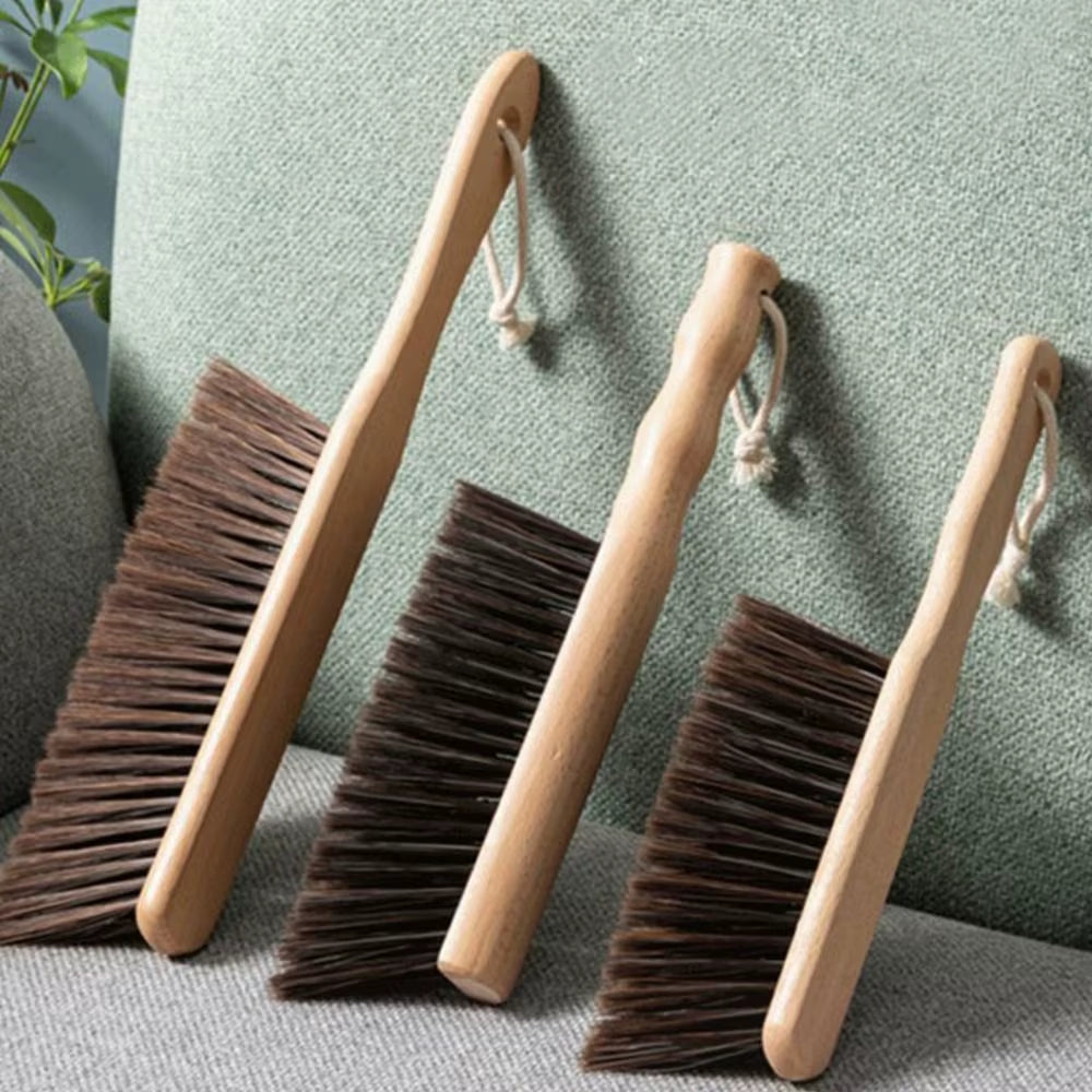 Natural Wood Bristles Brush Anti-Static Desktop Bar Grinder Coffee Powder Cleaning Brushes Domestic Bed Sweeping Broom
