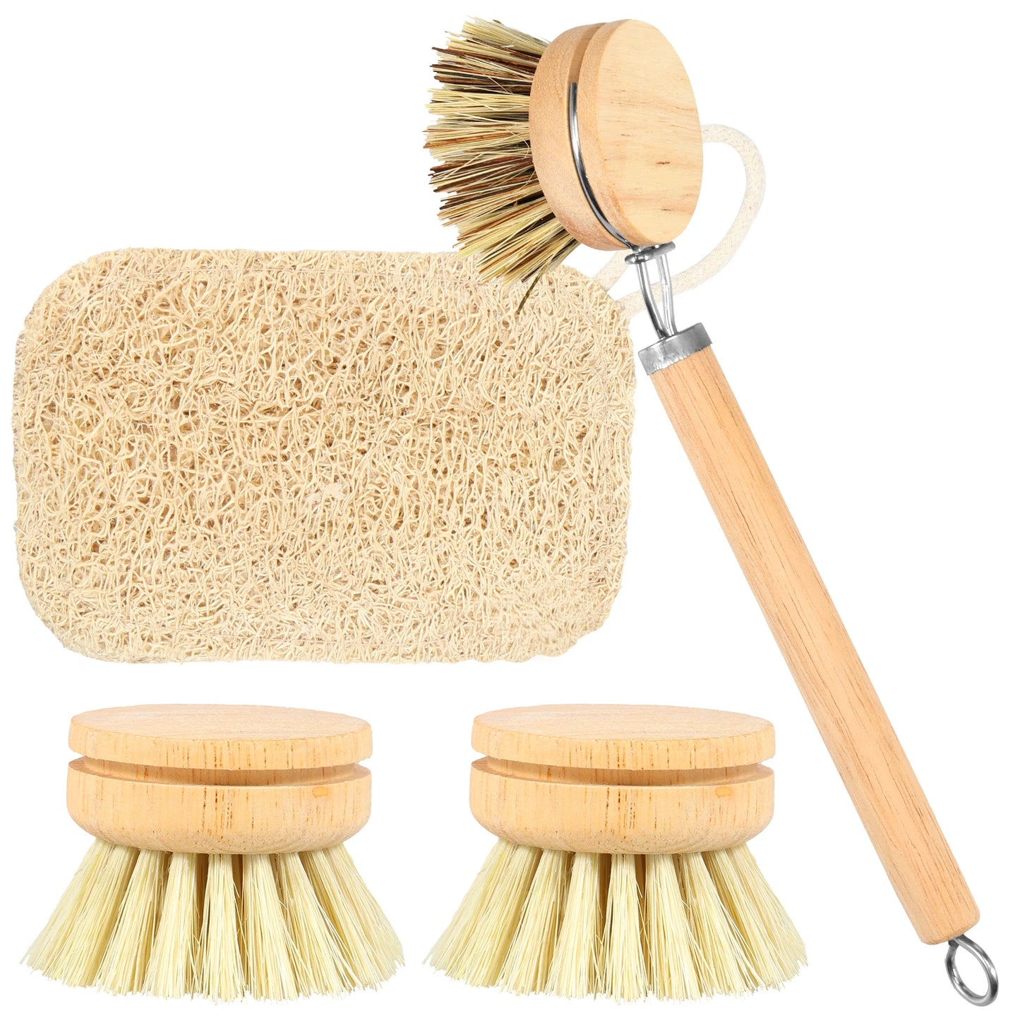 Wooden Dish Brush with Natural Sisal and Coconut Durable Portable Kitchen Cleaning Brush Eco Friendly Zero Waste