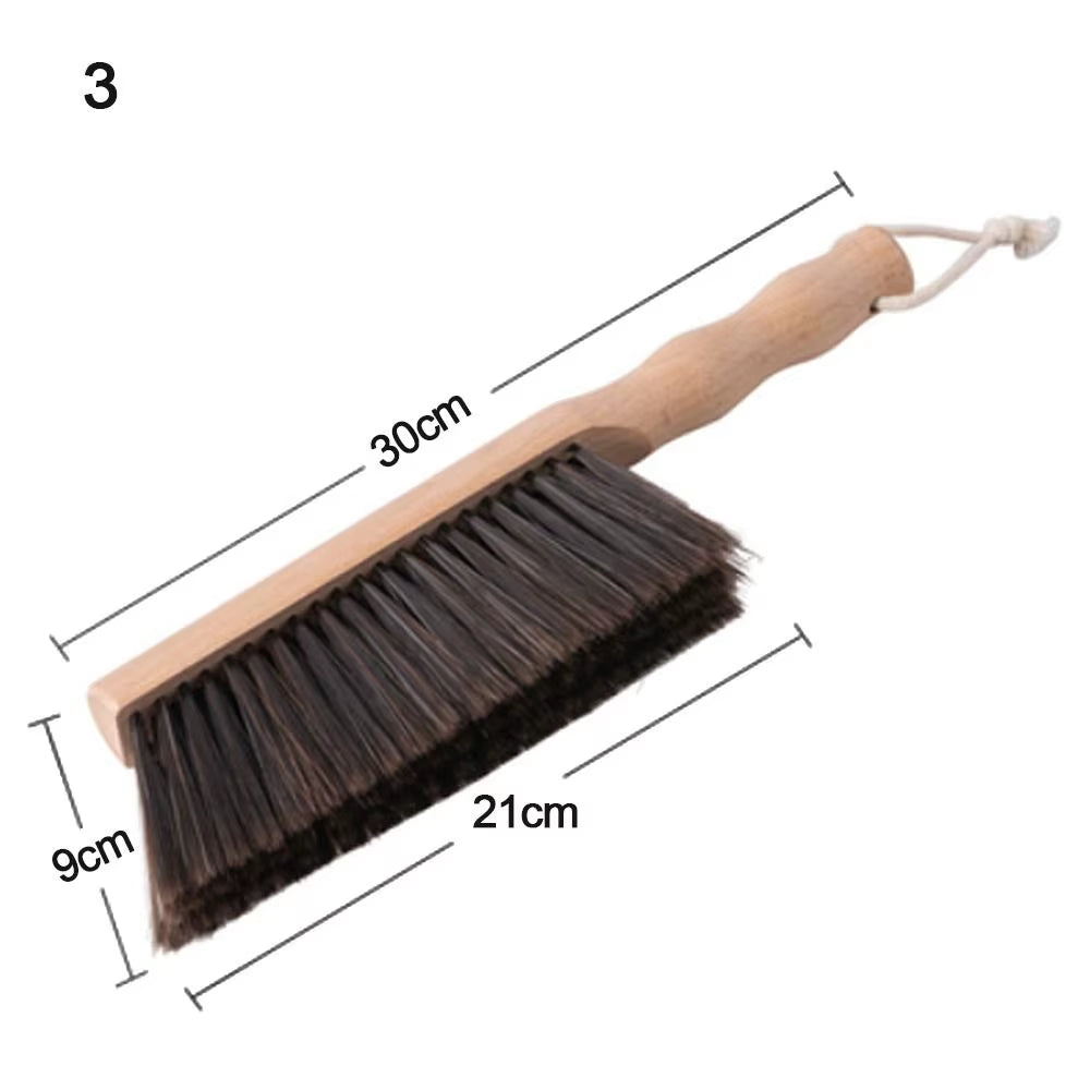 Natural Wood Bristles Brush Anti-Static Desktop Bar Grinder Coffee Powder Cleaning Brushes Domestic Bed Sweeping Broom
