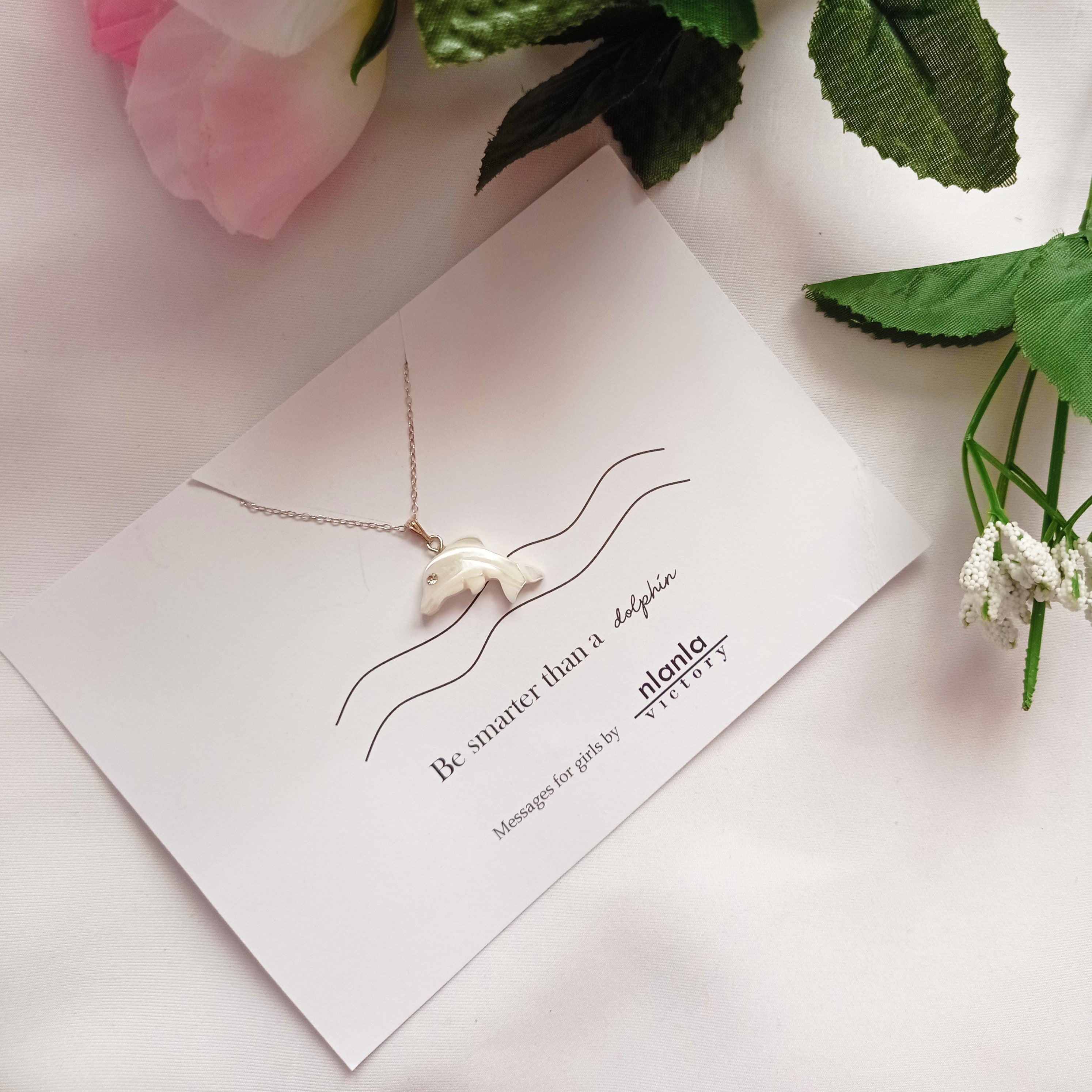 Dolphin necklace on 18 inch Sterling Silver Chain, Be Smarter Than A Dolphin Message, Personalized Gift, Affirmation Necklace, Affirmation Gift, Unique Gift Idea | by nlanlaVictory