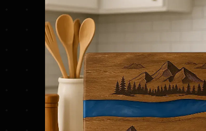 Tagliere Acacia Resina Blu