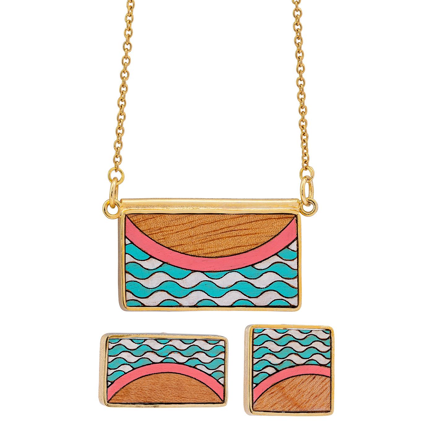 Seaside Recycled Wood Gold Necklace-4