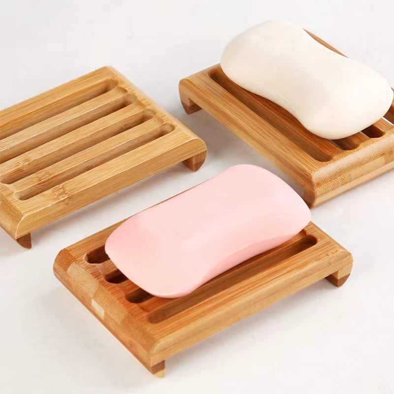Soap Box Natural Bamboo Dishes Bath Soap Holder Bamboo Case Tray Wooden Prevent Mildew Drain Box Bathroom Washroom Tools