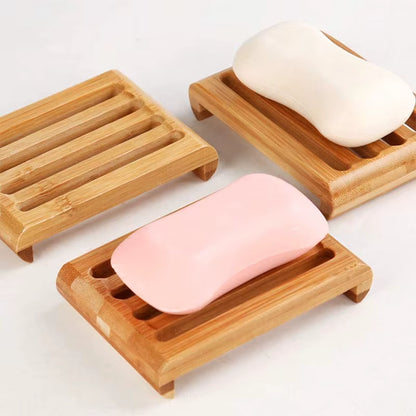 Soap Box Natural Bamboo Dishes Bath Soap Holder Bamboo Case Tray Wooden Prevent Mildew Drain Box Bathroom Washroom Tools