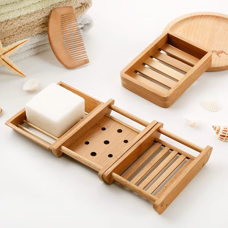 Soap Box Natural Bamboo Dishes Bath Soap Holder Bamboo Case Tray Wooden Prevent Mildew Drain Box Bathroom Washroom Tools
