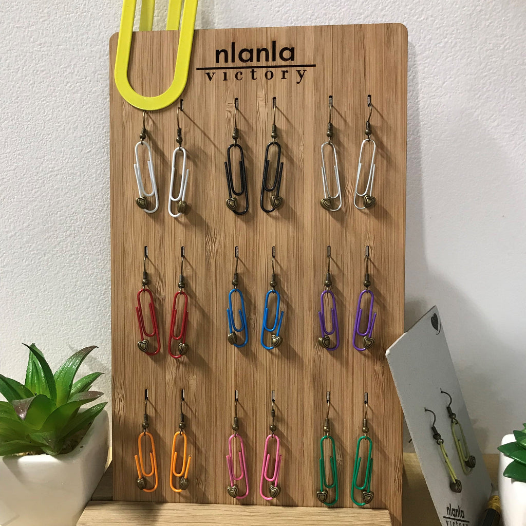 Black Personalized Paperclip Earrings | by lovedbynlanla